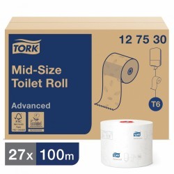 Бумага туалетная 100 м Tork Система Т6 комп. 27 шт. Advanced 2-слойная белая 126135 (1) (90760)