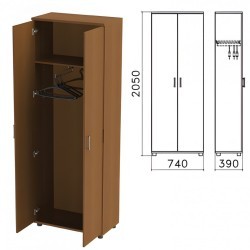 Шкаф для одежды Монолит 740х390х2050 мм цвет орех гварнери ШМ49.3 640178 (1) (91341)