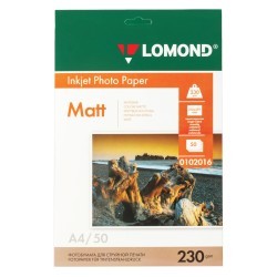 Фотобумага для струйной печати Lomond А4 230 г/м2 50 листов односторонняя матовая 0102016 (1) (65449)