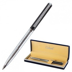 Ручка подарочная шариковая Galant Landsberg корпус серебристый с черным синяя 141013 (1) (90788)
