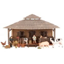 Набор фигурок животных серии "На ферме": Ферма игрушка, коровы, жеребенок, поросенок, курица, фермеры, инвентарь - 21 предмет (ММ205-064)