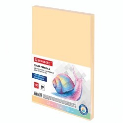 Бумага цветная для принтера Brauberg А4 80 г/м2 100 листов оранжевая 112448 (3) (85742)