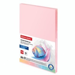 Бумага цветная для принтера Brauberg А4 80 г/м2 100 листов розовая 112447 (3) (85743)