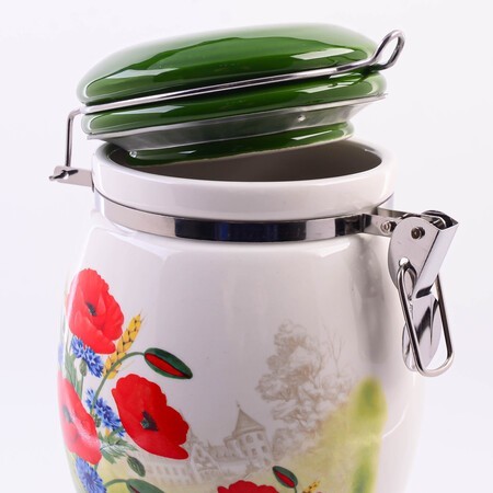 Банка для сыпучих 900мл Цветущие Маки доломит/металл LR (60278)