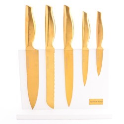 Набор кухонных ножей нерж/ст + подставка дерево 6пр Mayer&Boch (40608)