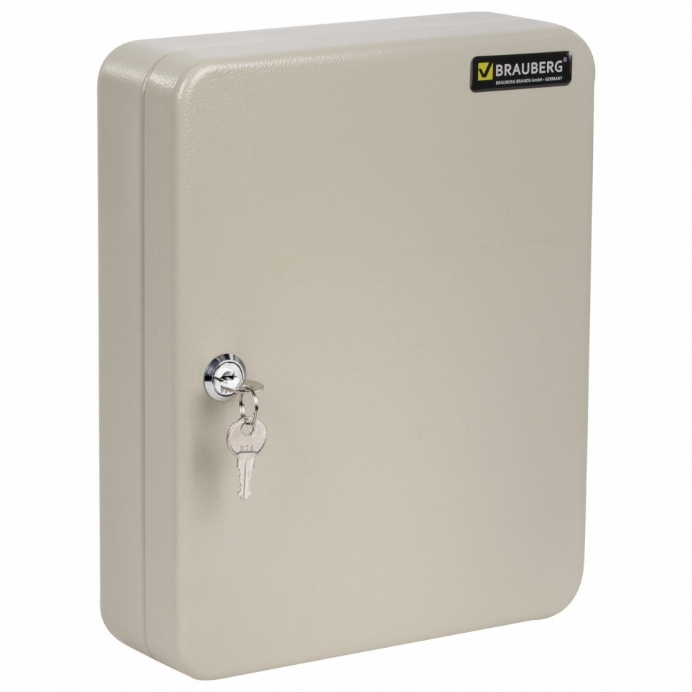 Шкафчик (Ключница) на 90 ключей Brauberg 300х240х80 мм с замком +90 брелоков серый 290339 (1) (89788)