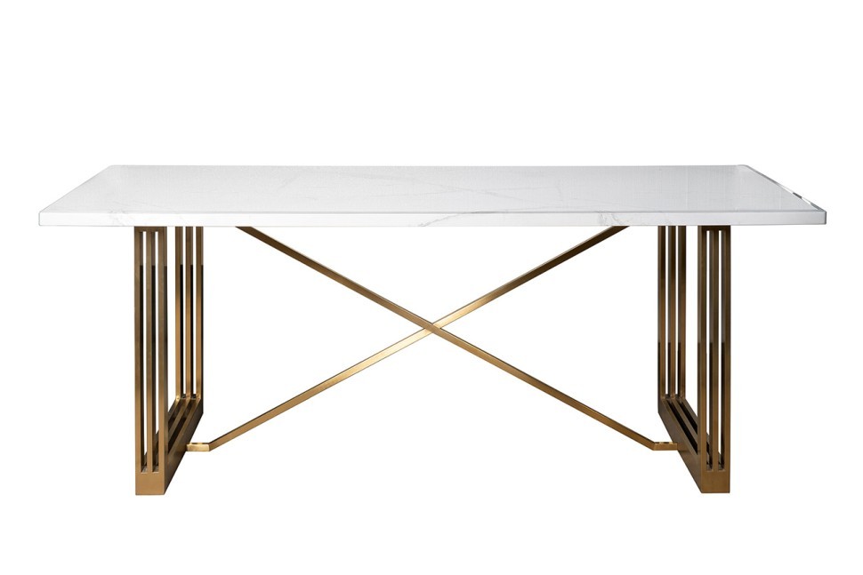 Стол обеденный белый / браш.золото 200*100*76см (TT-00013557)