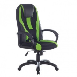 Кресло компьютерное Brabix Premium Rapid GM-102 до 180 кг, экокожа/ткань, черно-зеленое 532419 (84667)