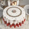 Скатерть круглая "морозко.снегири" 220см ,красный, 100% хлопок, твил, с пропиткой Lefard (850-745-24)