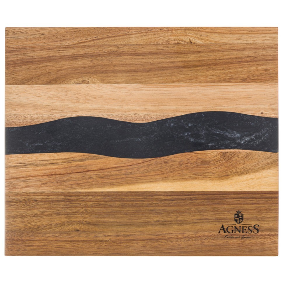 Доска разделочная, 30*25*1,8 см, акация со вставкой из эпоксид. смолы Agness (911-790)