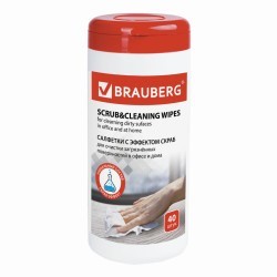 Салфетки влажные для глубокой очистки Brauberg Scrab&Cleaning 40 шт в тубе 513285 (65864)