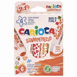 Фломастеры штампы смываемые двусторонние Carioca Stamperello 6 цветов 42279 (66550)