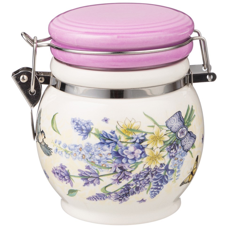 Емкость для сыпучих продуктов "прованс лаванда" 10,5*10,5 см. высота=12 см / 450 мл Agness (358-2030)