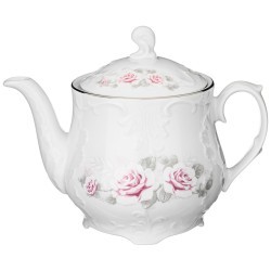 Чайник  заварочный "рококо нежная роза" платина 1,1л Cmielow (676-014)