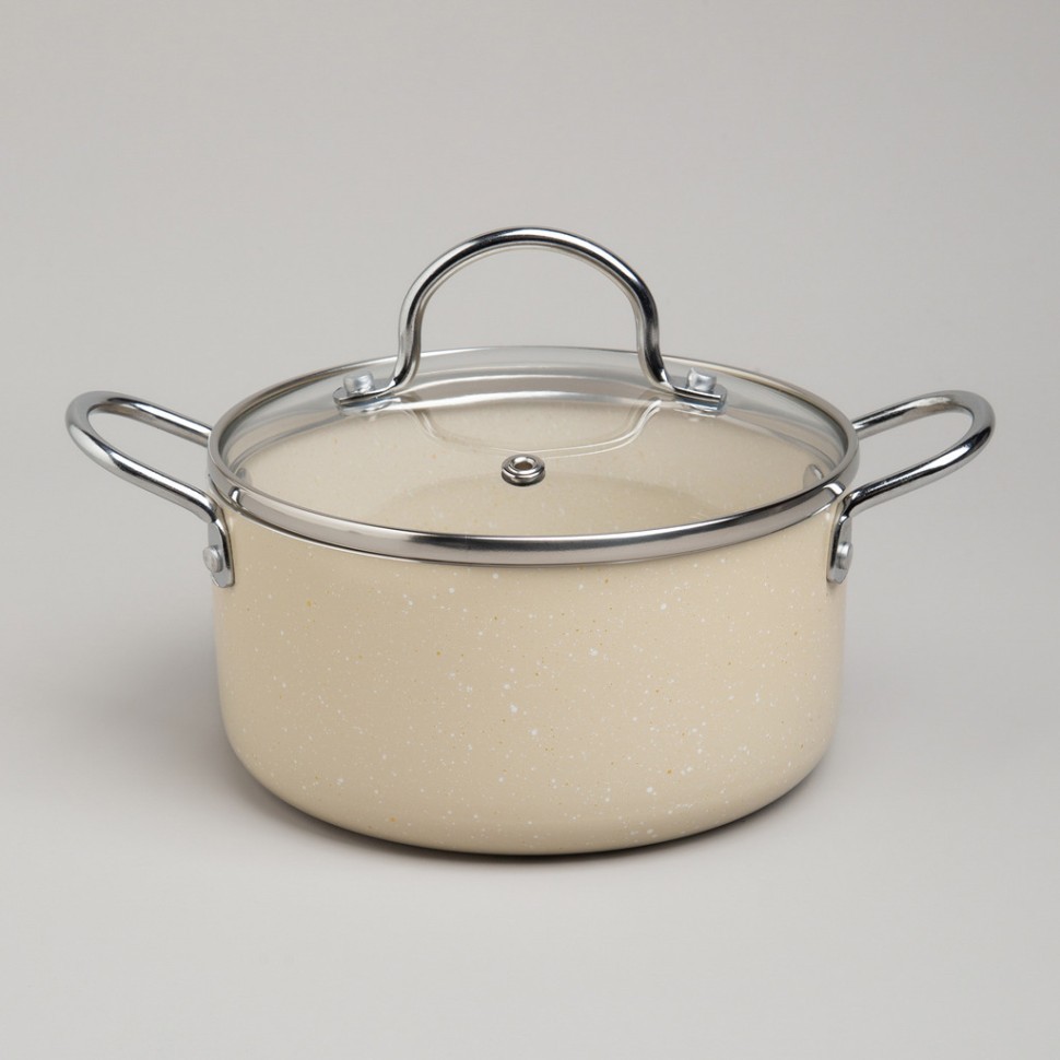 Кастрюля agness с антип. покр.  и стекл. крышкой 1350 мл, 16*8 см Agness (906-261)