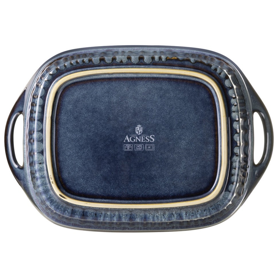 Форма для запекания с крышкой reactive blue 33*23*9,5/13 см 2000 мл Agness (780-146)