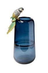 Ваза стеклянная голубая с попугаем 16*15*38см (TT-00010203)