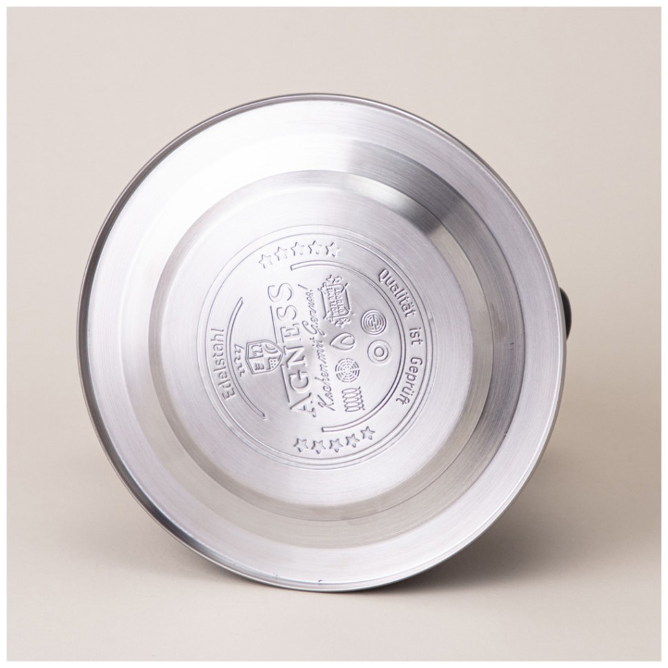 Чайник agness со свистком, 2,80л термоаккумулирующее дно,индукция,встроенный термометр Agness (908-067)