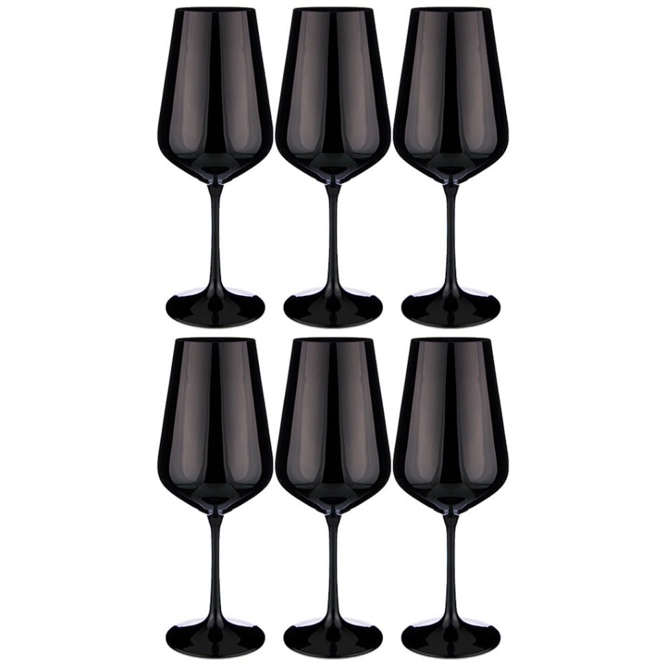 Набор бокалов для вина "sandra sprayed black" из 6 шт. 450 мл. высота=24 см. Bohemia Crystal (674-714)