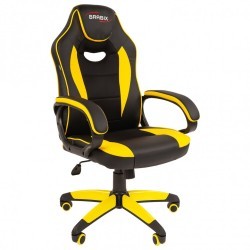 Кресло компьютерное Brabix Blaze GM-162, TW/экокожа, черно-желтое 532579, 7083507 (84669)
