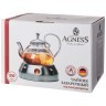 Чайник заварочный agness с фильтром из нжс и подставкой для подогрева 800 мл Agness (891-035)