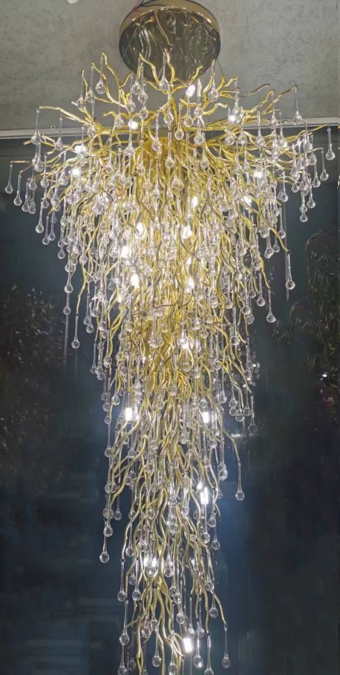 Люстра каскадная "Капли" d.80*h200 см, металл цвет золото (TT-00012854)