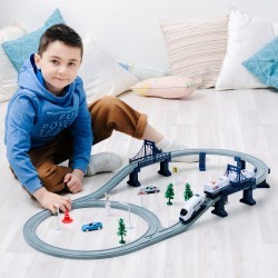 Железная дорога для детей "Мой город, 64 предмета", на батарейках (G201-011)