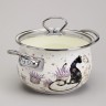 Кастрюля agness эмалированная со стеклянной крышкой серия "lavender cats", 2,0 л диа. 18см Agness (943-076)