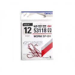 Крючок Owner Worm SP-BH bloody red №12 (9 шт) (83823)