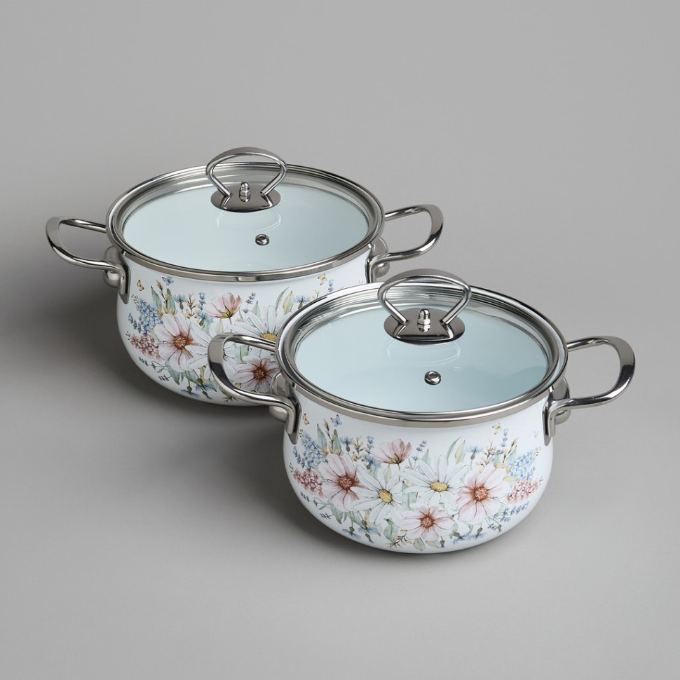 Набор кастрюль agness эмалированных серия "дворцовый парк" 4пр. 2,0л и 2,8л, 18х11см, 20х12см Agness (934-713)