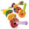 Игрушка деревянная шнуровка для детей "Веселые гусеницы" (14 предметов - шнурки и фрукты) (E1072_HP)