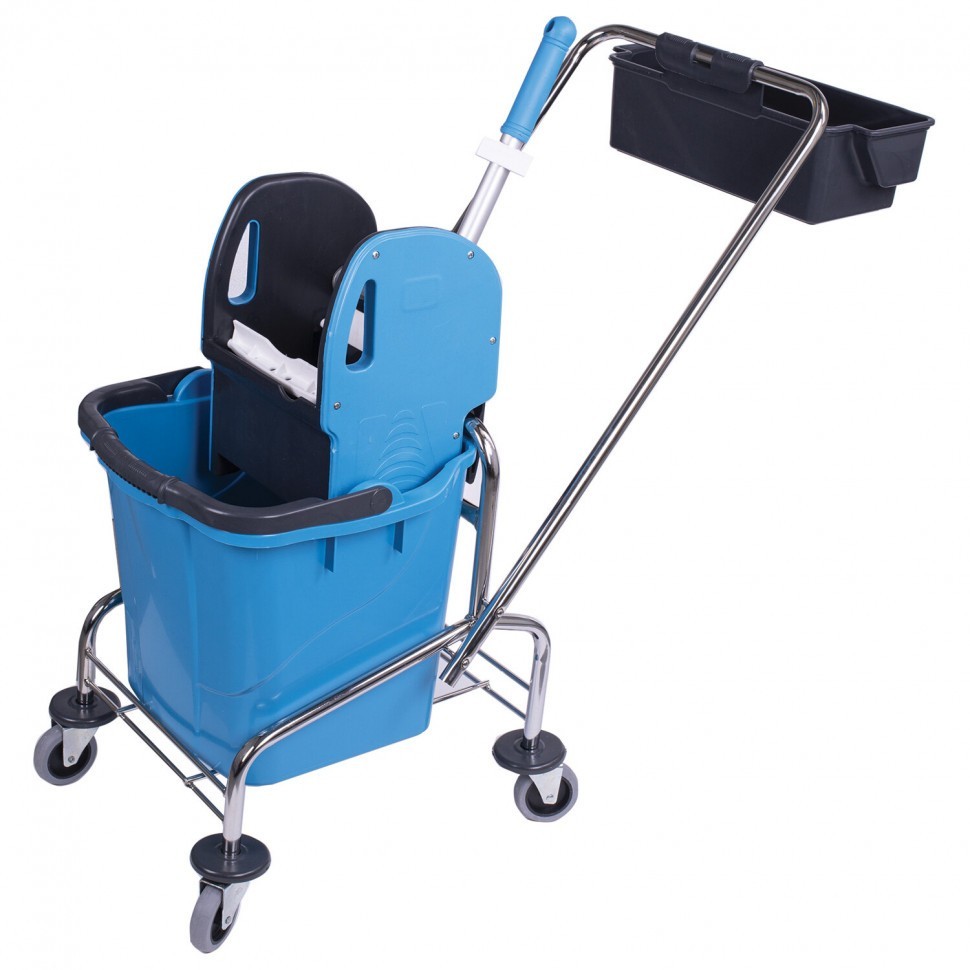 Тележка уборочная 1 съемное ведро 25 л механический отжим корзина Brabix 607902 (1) (90246)