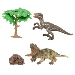 Динозавры и драконы для детей серии "Мир динозавров": трицератопс, троодон (набор фигурок из 4 предметов) (MM216-076)