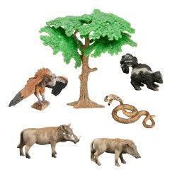 Набор фигурок животных серии "Мир диких животных": скунс, 2 бородавочника, змея, стервятник (набор из 6 фигурок) (MM211-229)