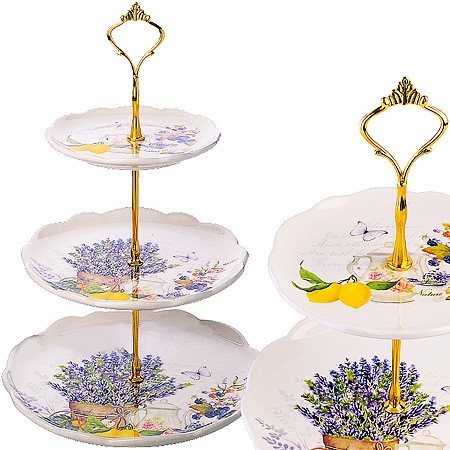 Конфетница 3-х ярусная Утренняя свежесть доломит/металл LR (60199)