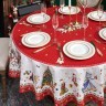 Скатерть круглая "с новым годом" 190см ,красный, 100% хлопок, твил, с пропиткой Lefard (850-763-25)