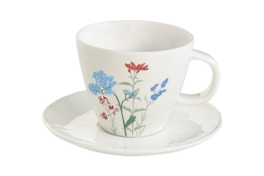 Чашка с блюдцем Луговые цветы, голубые, 0,25 л - EL-R2204/MILB Easy Life