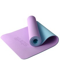 Коврик для йоги и фитнеса FM-201, TPE, 183x61x0,6 см, фиолетовый пастель/синий пастель (2108062)