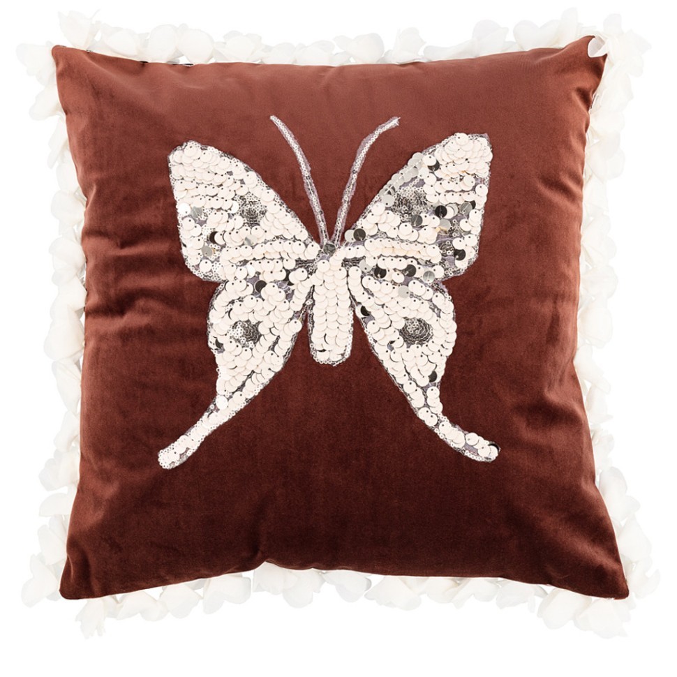 Подушка декоративная "бабочка",45х45см,коричневый,100%пэ SANTALINO (850-829-3)