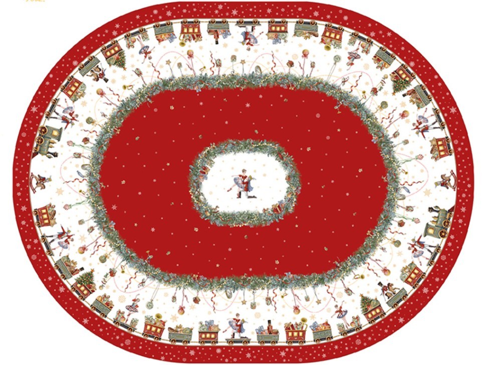 Скатерть  овальная  "щелкунчик" ,140х180см ,красный, 100% хлопок ,твил Lefard (850-762-4)