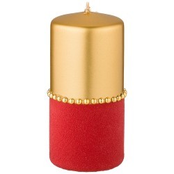 Свеча декоративная столбик высокий  "велюровый шик" red диаметр 7 см высота 15 см Adpal (348-832)