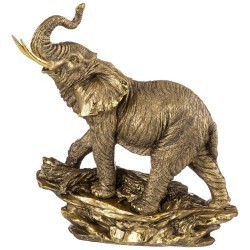 Фигурка декоративная "слон на камне" 28*34 см цвет: бронза с позолотой ИП Шихмурадов (169-374)