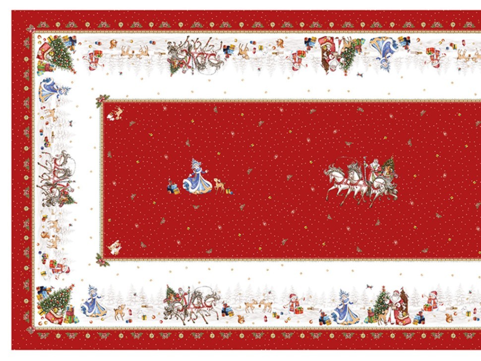 Скатерть "с новым годом" 140х300см ,красный, 100% хлопок,твил пропитка Lefard (850-763-22)