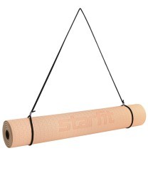 Коврик для йоги и фитнеса STARFIT FM-201, TPE, 183x61x0,4 см, персиковый/серый (2108059)