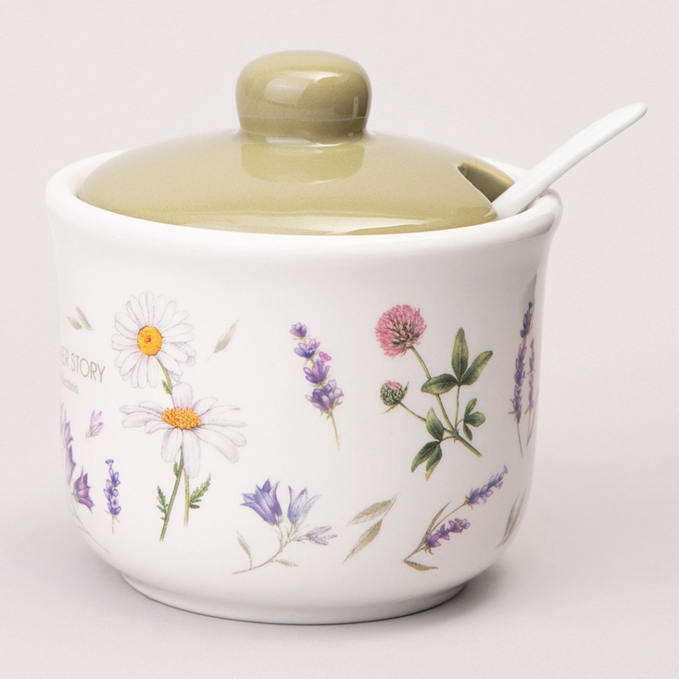 Сахарница с ложкой agness "flower story" 10*9,5 см 300 мл Agness (358-2186)