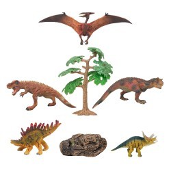 Динозавры и драконы для детей серии "Мир динозавров": трицератопс, акрокантозавр, птеродактиль, тираннозавр, кентрозавр (набор фигурок из 7 предметов) (MM216-082)