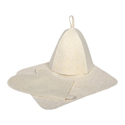 Набор для бани Hot Pot (шапка, коврик, рукавица) войлок 42013 (64383)