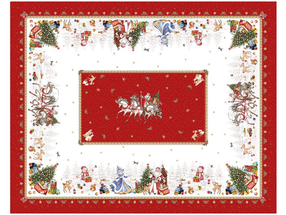 Скатерть "с новым годом" 110х140см ,красный, 100% хлопок,твил пропитка Lefard (850-763-20)