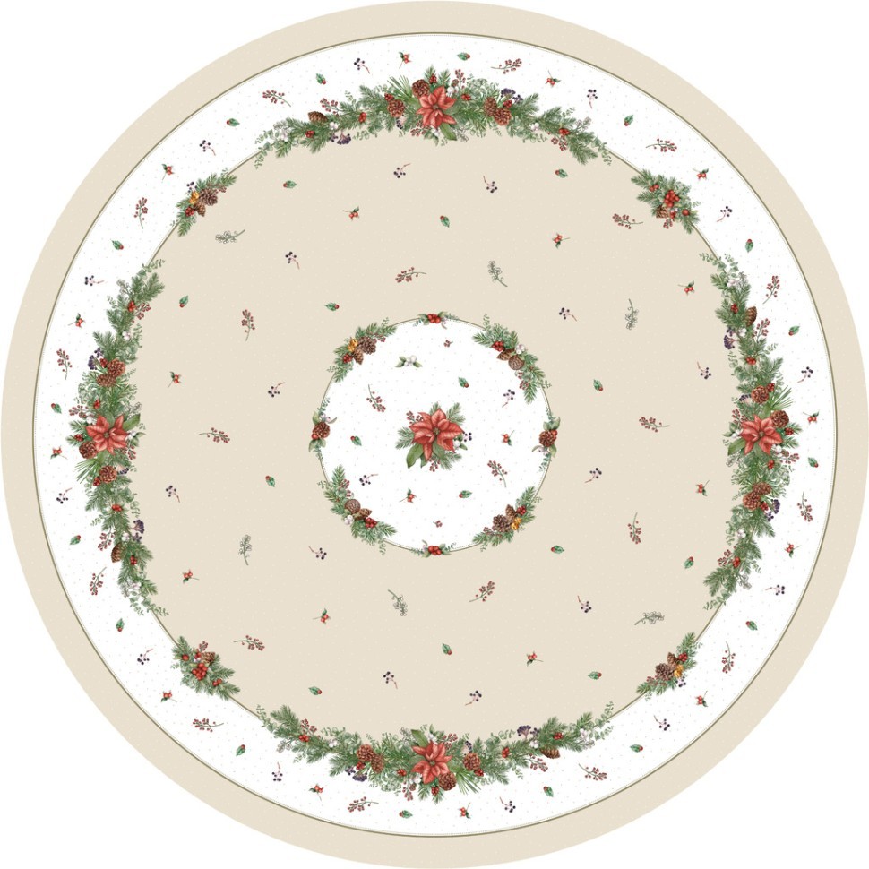 Скатерть  d185 cm круглая, "celebration", цвет: бежевый, tm lefard, полиэстер 100% Lefard (986-001-25)