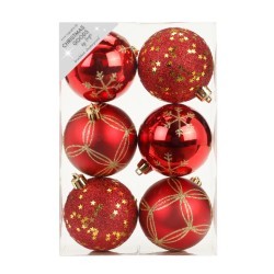 Набор ёлочных шаров INGE'S Christmas Decor 81075G003 d 8 см, красный (6 шт) (69750)